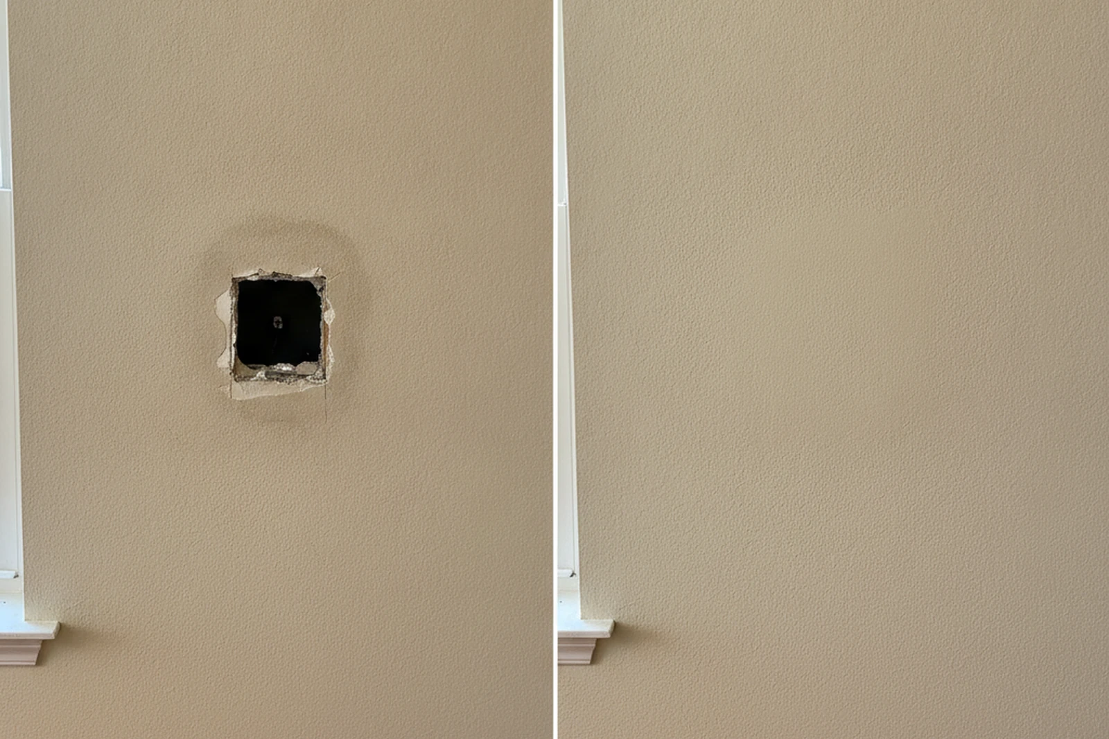 Drywall texture match before and after repair Meriden Connecticut New Haven County orange peel finish invisible patch Luis